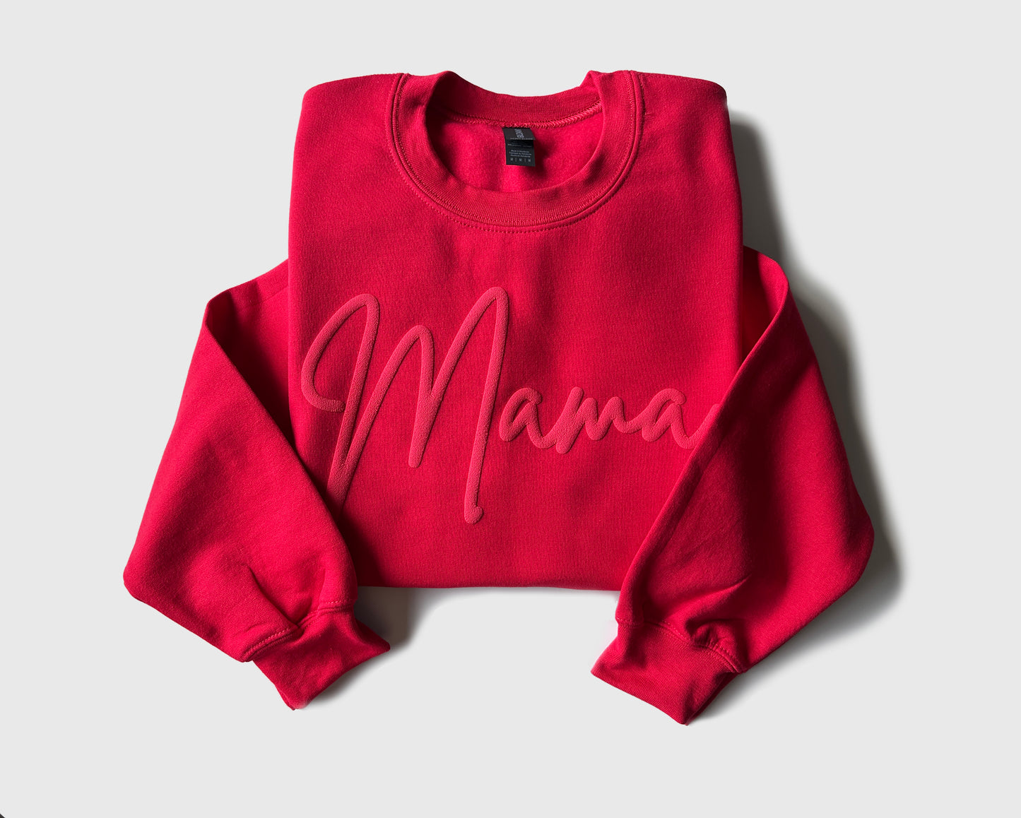 Custom Mama Embossed Sweatshirt with Name on Sleeve